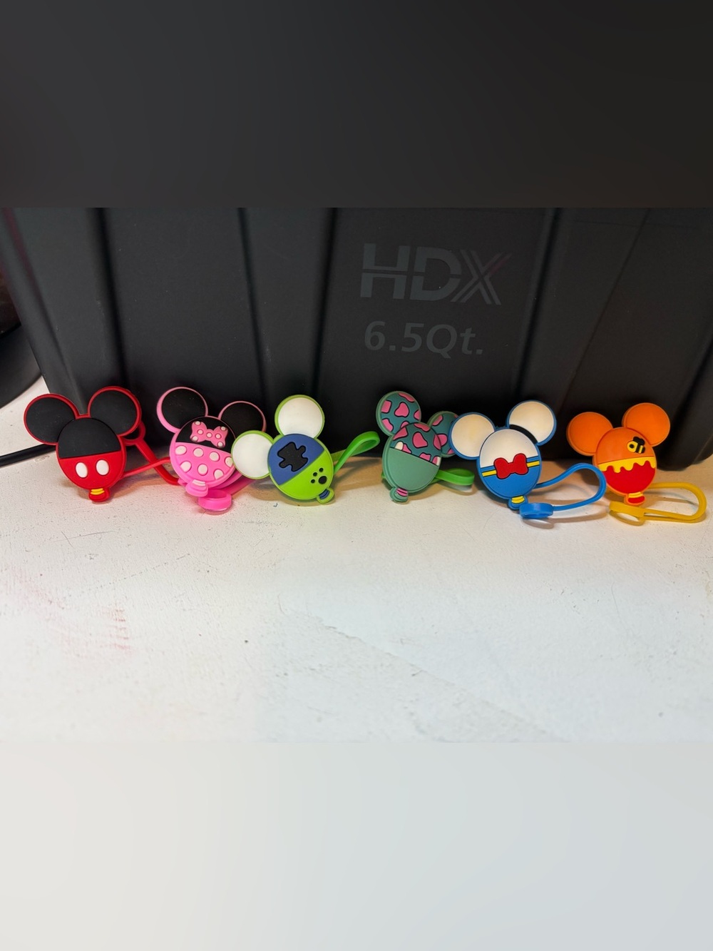 10 Mouse-Themed Silicone Straw Toppers Cup Accessories Bundle